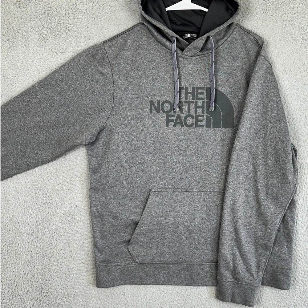 The North Face Hoodie Mens Large Grey Graphic Pullover Sweatshirt Drawstring